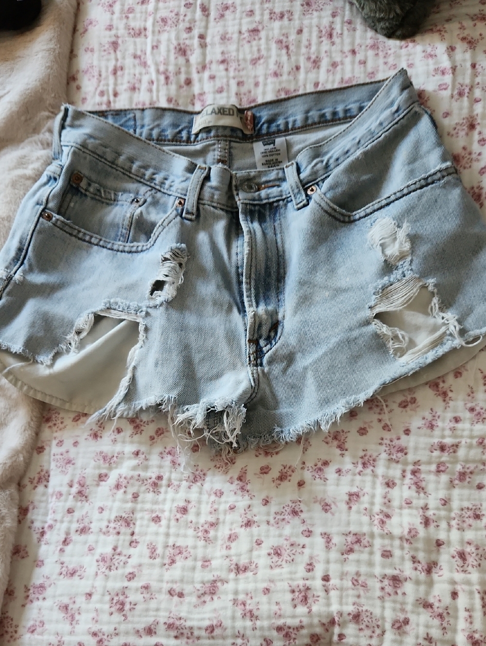 Levi's Light Blue Distressed Denim Cutoff Shorts